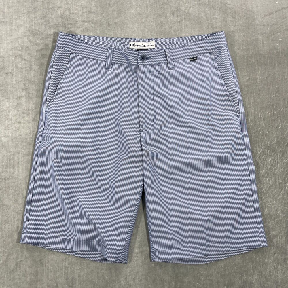 Travis Mathew Men's 34 Blue Shorts Stripe Lightweight Golf